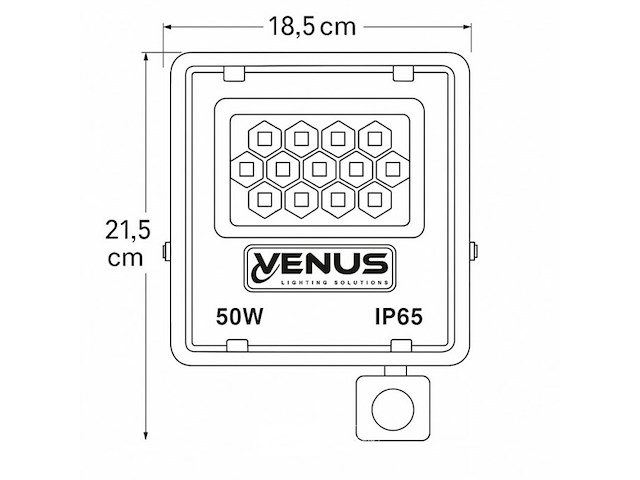 Led schijnwerper 50w – met sensor – 6500kkoud wit – ip65 waterdicht (x10) - afbeelding 5 van  6