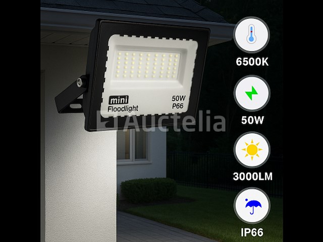 Led schijnwerper 50w mini – 6500k koud wit – ip65 waterdicht (x12) - afbeelding 5 van  5
