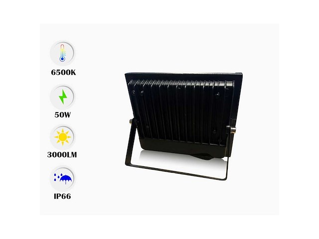 Led schijnwerper 50w mini – 6500k koud wit – ip65 waterdicht (x12) - afbeelding 2 van  4