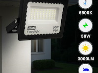 Led schijnwerper 50w mini – 6500k koud wit – ip65 waterdicht (x12) - afbeelding 1 van  4