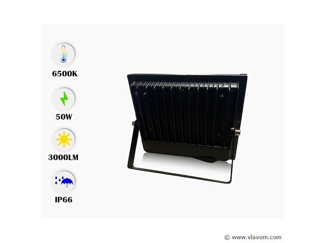 Led schijnwerper 50w mini – 6500k koud wit – ip65 waterdicht (x6) - afbeelding 2 van  4