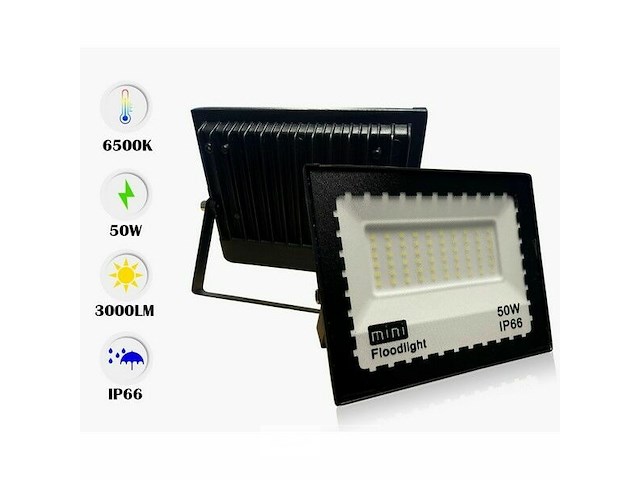 Led schijnwerper 50w mini – 6500k koud wit – ip65 waterdicht (x6) - afbeelding 4 van  6