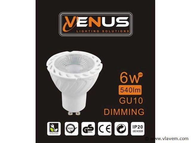 Led-spot gu10 – 6w – dimbaar – 6500k koud wit – ip20 (x100) - afbeelding 4 van  4