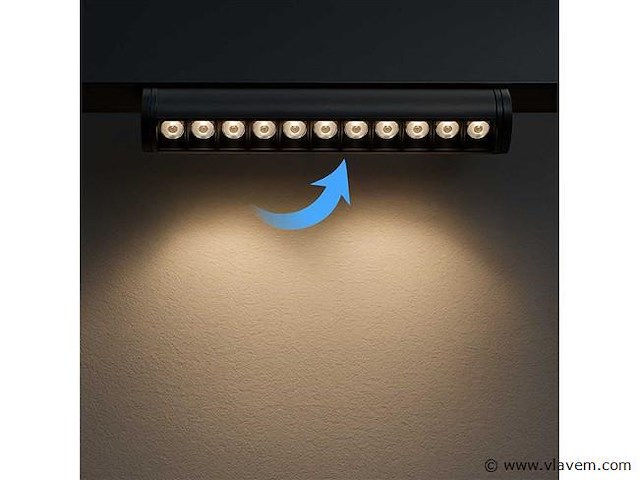 Led spot lineaire op magnetische rail 48v - 18w - zwart - alfa (x8) - afbeelding 1 van  5