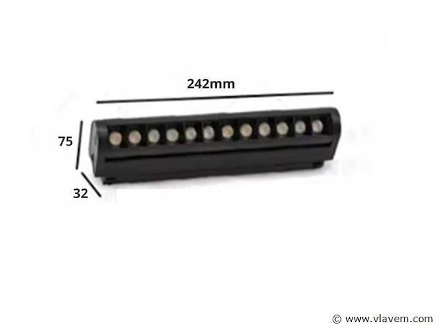 Led spot op magnetische rail 48v - 12w - zwart - alfa (x8) - afbeelding 3 van  4