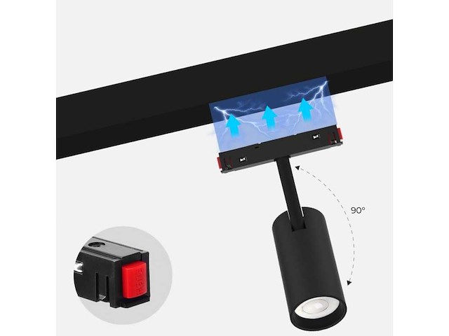 Led spot op magnetische rail 48v -10w - zwart - bery (x4) - afbeelding 1 van  5