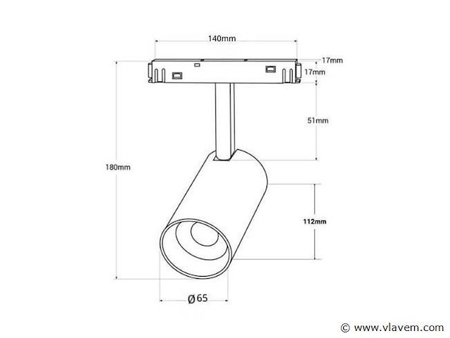 Led spot op magnetische rail 48v . 20w . zwart . bery (x4) - afbeelding 5 van  5
