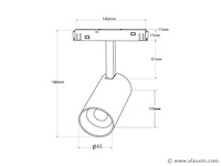 Led spot op magnetische rail 48v . 20w . zwart . bery (x8) - afbeelding 5 van  5
