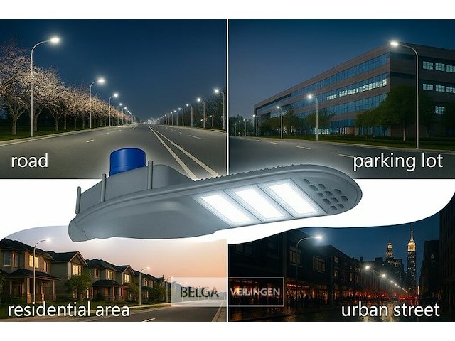 Led straatverlichting 150w met sensor – 6500k koud wit (x3) - afbeelding 1 van  6