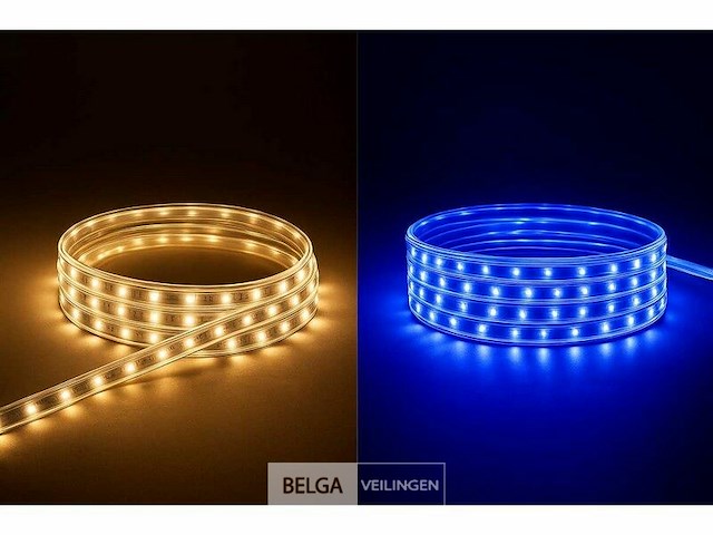 Led strip 25m – blauw & warm wit – ip65 waterdicht (x1) - afbeelding 1 van  6