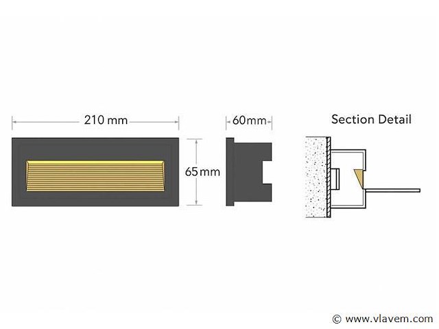 Led trapverlichting ly05 - 6w – ip65 waterdicht – rechthoekig – antraciet (x8) - afbeelding 3 van  5