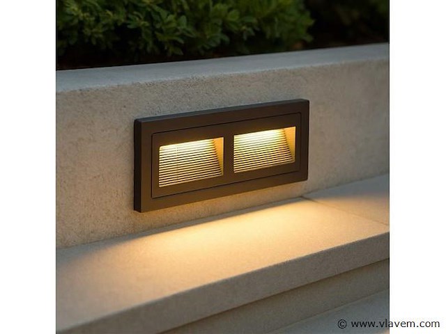 Led trapverlichting ly06 . 3w . ip65 waterdicht . rechthoekig . antraciet (x4) - afbeelding 1 van  4