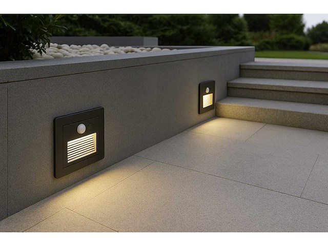 Led trapverlichting met sensor ly03 – 3w – ip65 waterdicht– antraciet (x4) - afbeelding 1 van  5