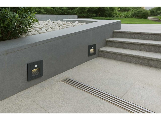 Led trapverlichting met sensor ly03 – 3w – ip65 waterdicht– antraciet (x4) - afbeelding 5 van  5