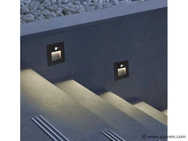 Led trapverlichting met sensor ly03 . 3w . ip65 waterdicht. antraciet (x4) - afbeelding 2 van  6