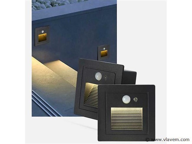 Led trapverlichting met sensor ly03 . 3w . ip65 waterdicht. antraciet (x4) - afbeelding 4 van  6