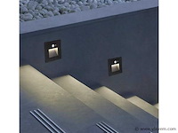 Led trapverlichting met sensor ly03 – 3w – ip65 waterdicht– antraciet (x8) - afbeelding 2 van  6