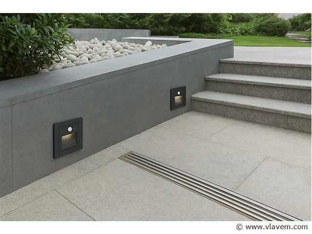 Led trapverlichting met sensor ly03 – 3w – ip65 waterdicht– antraciet (x8) - afbeelding 6 van  6