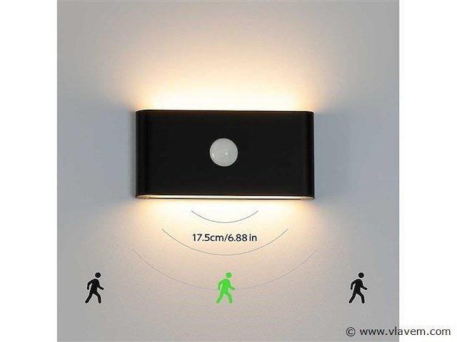 Led wandlamp bidirectionele met sensor sw-2309 - 12w (x5) - afbeelding 2 van  3