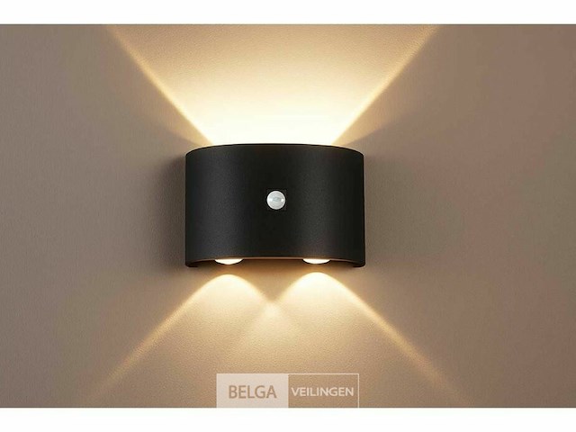 Led wandlamp met sensor - sw 2310-2 - 4w - zwart - ip54 (x10) - afbeelding 1 van  4