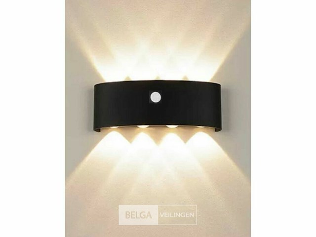 Led wandlamp met sensor - sw 2310-4 - 8w - zwart - ip54 (x4) - afbeelding 4 van  5