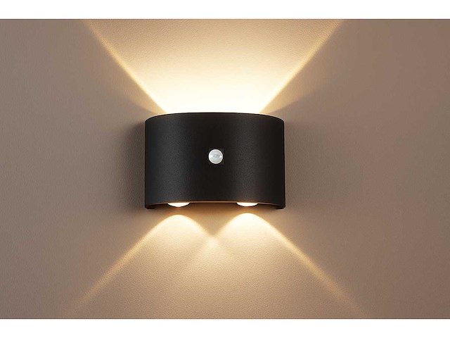 Led wandlamp met sensor – sw-2310-2 – 4w – zwart – ip54 (x10) - afbeelding 1 van  3