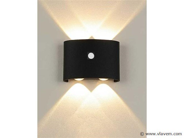 Led wandlamp met sensor – sw-2310-2 – 4w – zwart – ip54 (x10) - afbeelding 3 van  3