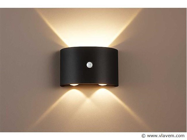 Led wandlamp met sensor – sw-2310-2 – 4w – zwart – ip54 (x4) - afbeelding 1 van  3