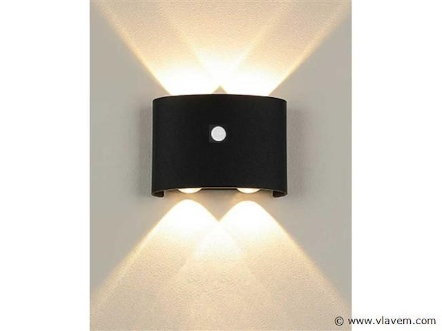 Led wandlamp met sensor – sw-2310-2 – 4w – zwart – ip54 (x4) - afbeelding 3 van  3