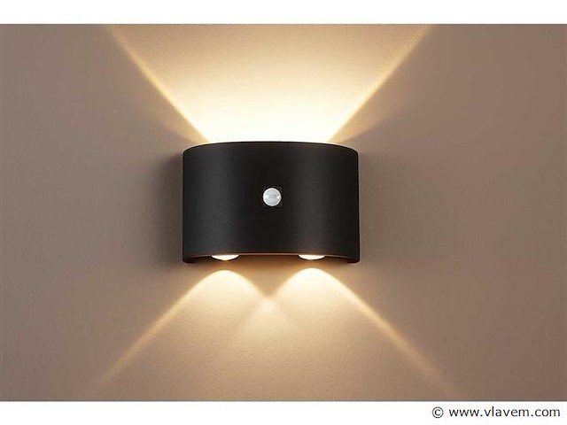 Led wandlamp met sensor – sw-2310-2 – 4w – zwart – ip54 (x4) - afbeelding 1 van  3