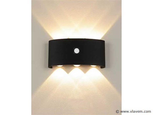 Led wandlamp met sensor sw-2310-3 – 6w – zwart – ip54 (x2) - afbeelding 2 van  3