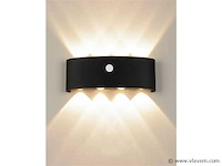 Led wandlamp met sensor – sw-2310-4 – 8w – zwart – ip54 (x4) - afbeelding 2 van  3