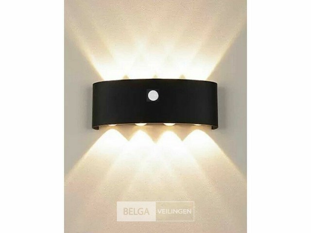 Led wandlamp met sensor – sw-2310-4 – 8w – zwart – ip54 (x4) - afbeelding 3 van  4