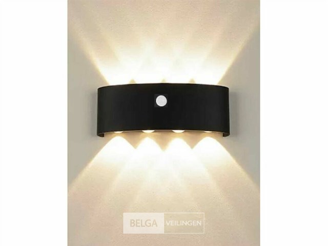 Led wandlamp met sensor – sw-2310-4 – 8w – zwart – ip54 (x8) - afbeelding 3 van  4