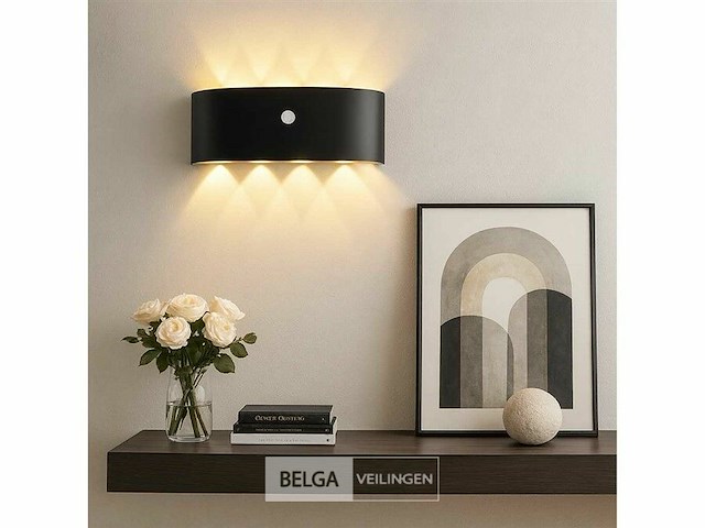 Led wandlamp met sensor – sw-2310-4 – 8w – zwart – ip54 (x8) - afbeelding 2 van  4