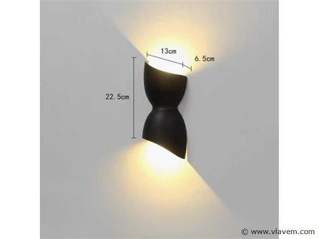 Led wandlamp . vorm: torso . zwart . ip54 (8x) - afbeelding 2 van  4