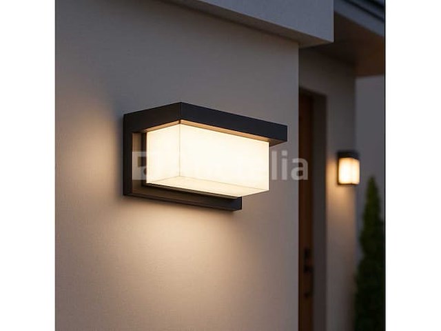 Led wandlampen saw 02 - 3500k - 12w - ip54 - zwart (x4) - afbeelding 1 van  4