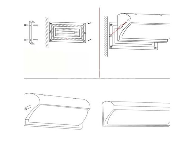 Led wandlampen saw 05 - 3500k - 12w - ip54 - zwart (4x) - afbeelding 4 van  4