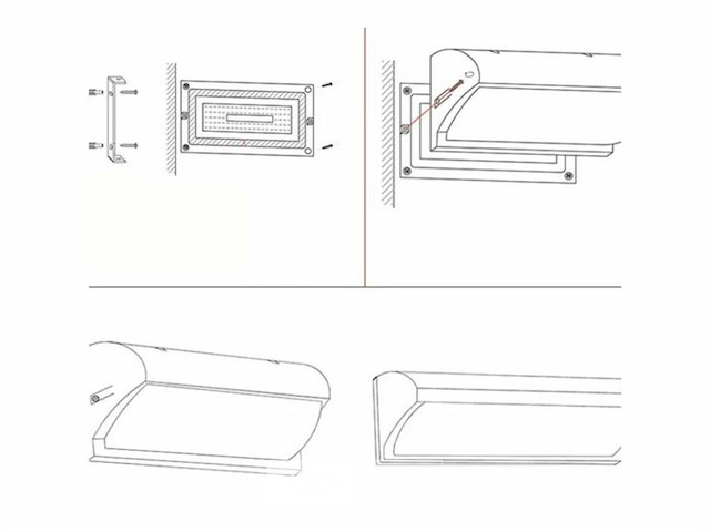Led wandlampen saw-05 – 3500k – 12w – ip54 – zwart (4x) - afbeelding 5 van  5
