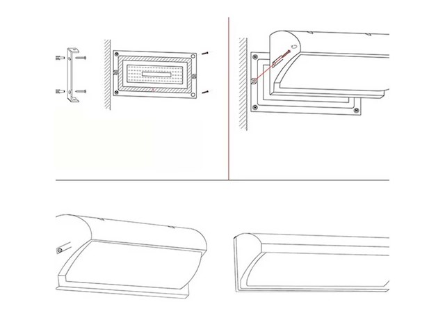 Led wandlampen saw-05 – 3500k – 12w – ip54 – zwart (8x) - afbeelding 4 van  4