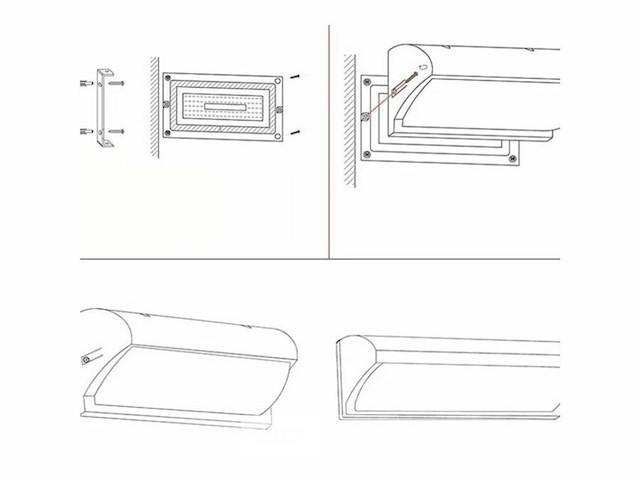Led wandlampen saw-05 – 3500k – 12w – ip54 – zwart (8x) - afbeelding 5 van  5