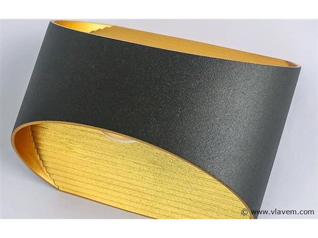 Led wandlampen sw-15 – 3500k – cob – ip54 – zwart/goud (4x) - afbeelding 2 van  2