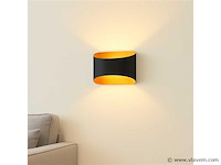 Led wandlampen sw-15 – 3500k – cob – ip54 – zwart/goud (8x) - afbeelding 1 van  2