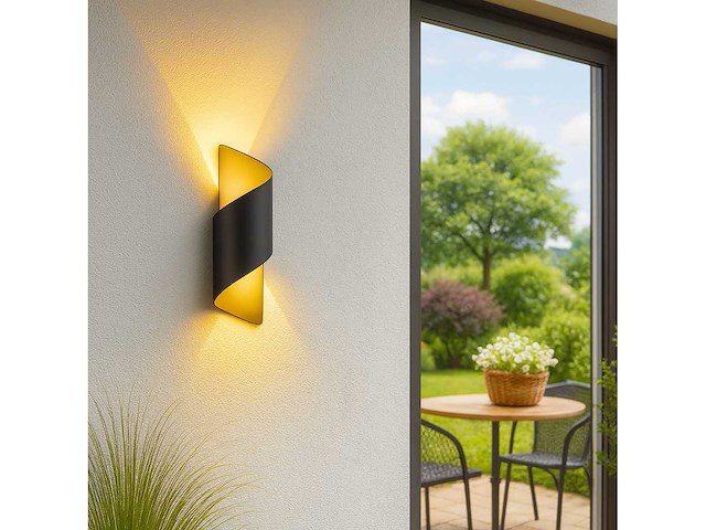 Led wandlampen sw-34 – 3500k – cob – ip54 – zwart (4x) - afbeelding 1 van  4