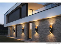 Led wandlampen sw-345 – 3500k – cob – ip54 – zwart/goud (4x) - afbeelding 2 van  4
