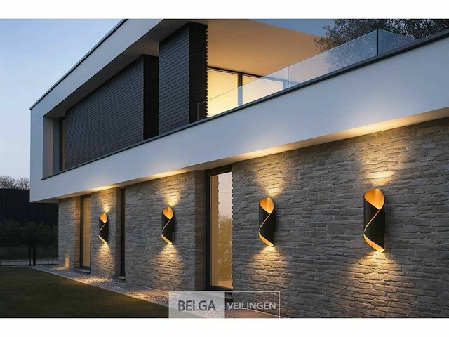 Led wandlampen sw 35 - 3500k - cob - ip54 - zwart/goud (4x) - afbeelding 3 van  5