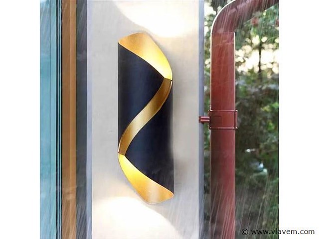 Led wandlampen sw 35 . 3500k . cob . ip54 . zwart/goud (8x) - afbeelding 3 van  4