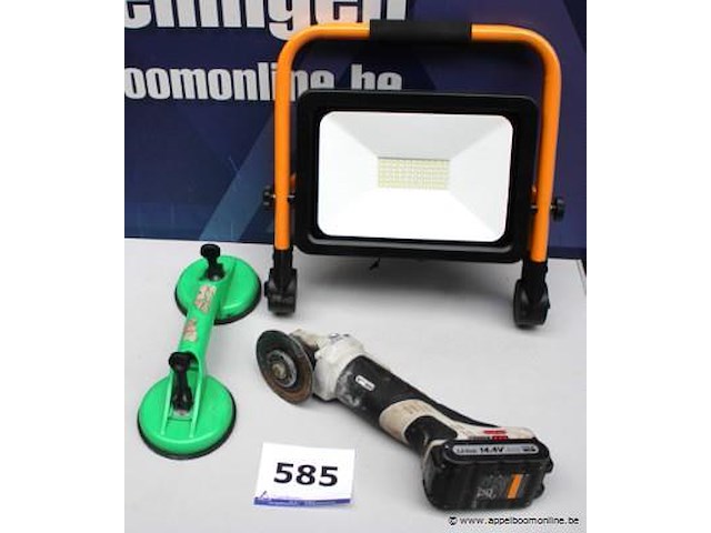 Led werflamp, accu slijptol en glazendrager - afbeelding 1 van  3