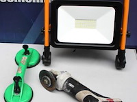 Led werflamp, accu slijptol en glazendrager - afbeelding 1 van  3