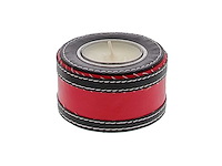 Leder theelichthouder zwart/rood - kerst- & seizoensartikelen (288x) - afbeelding 2 van  2